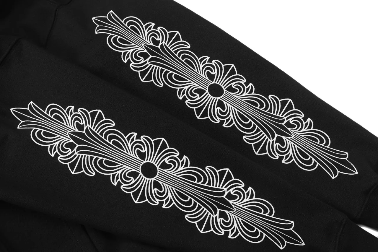 P310 Chrome Hearts Chrome Hearts Horseshoe Printed Hooded Cardigan Sweater Size: SMLXL Color: Black White